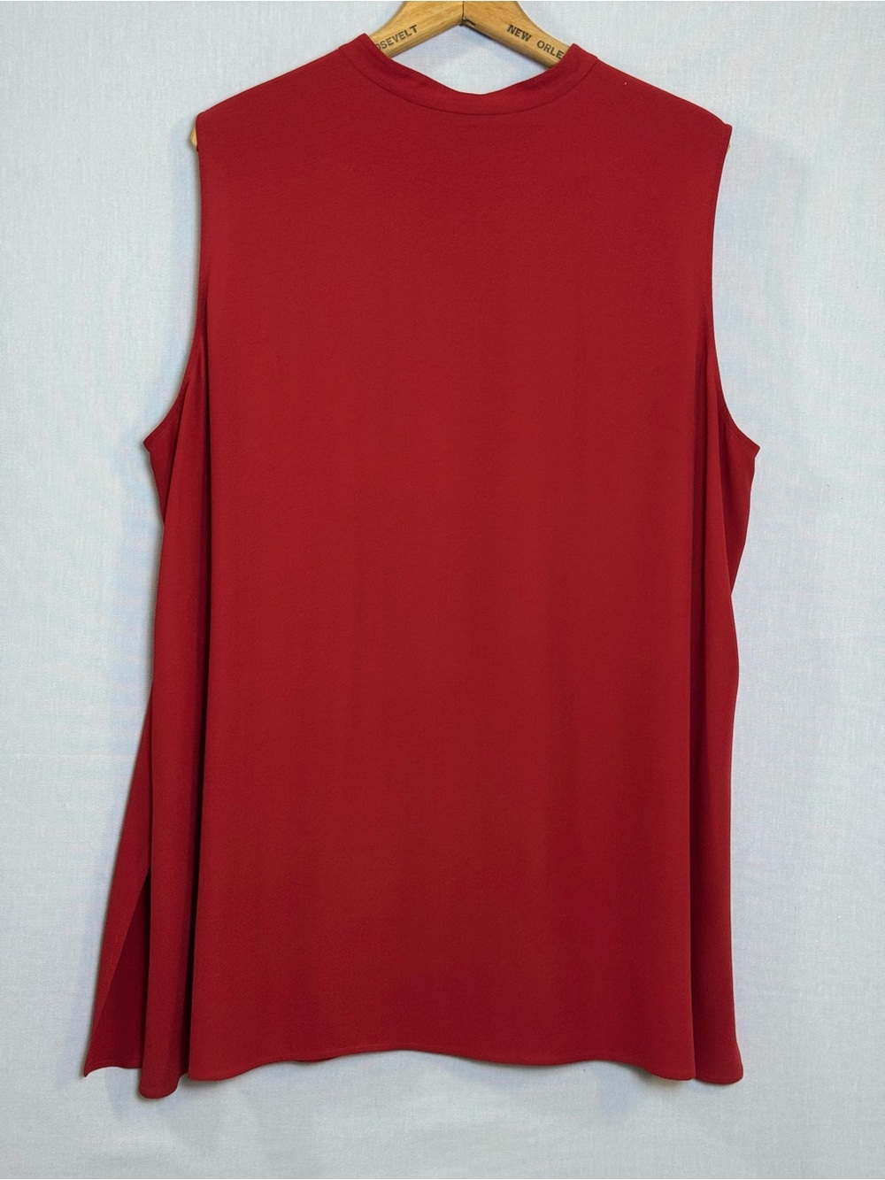 EILEEN FISHER Red 100% Silk Georgette Crepe Sleeveless Tunic Top XL-1X - Picture 2 of 10